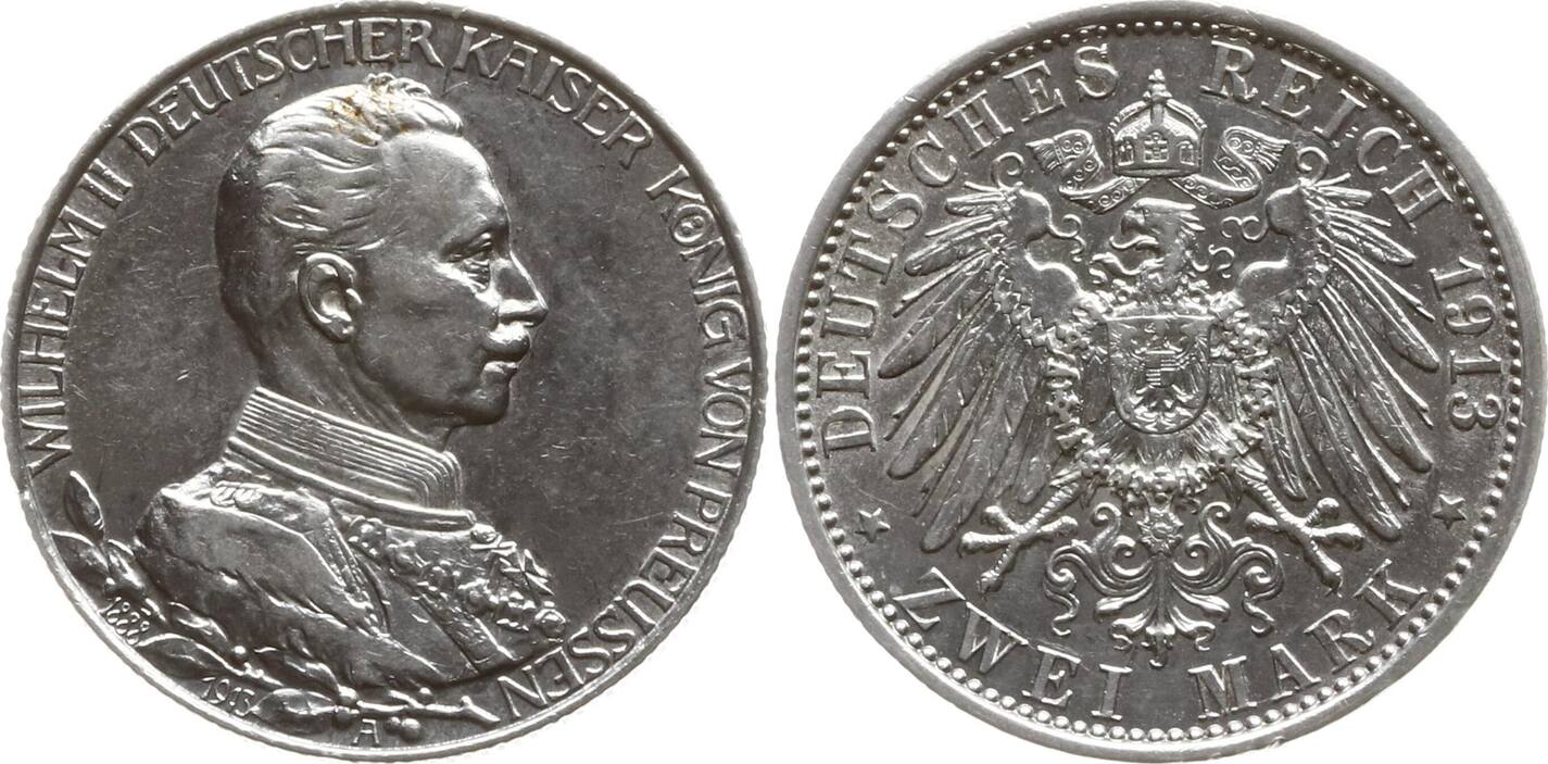 Kaiserreich Deutschland Königreich Preußen 2 Mark 1913 A Wilhelm II