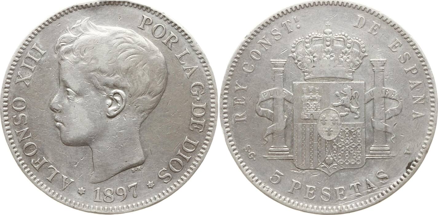 Spanien K Nigreich Pesetas Alfonso Xiii Sehr