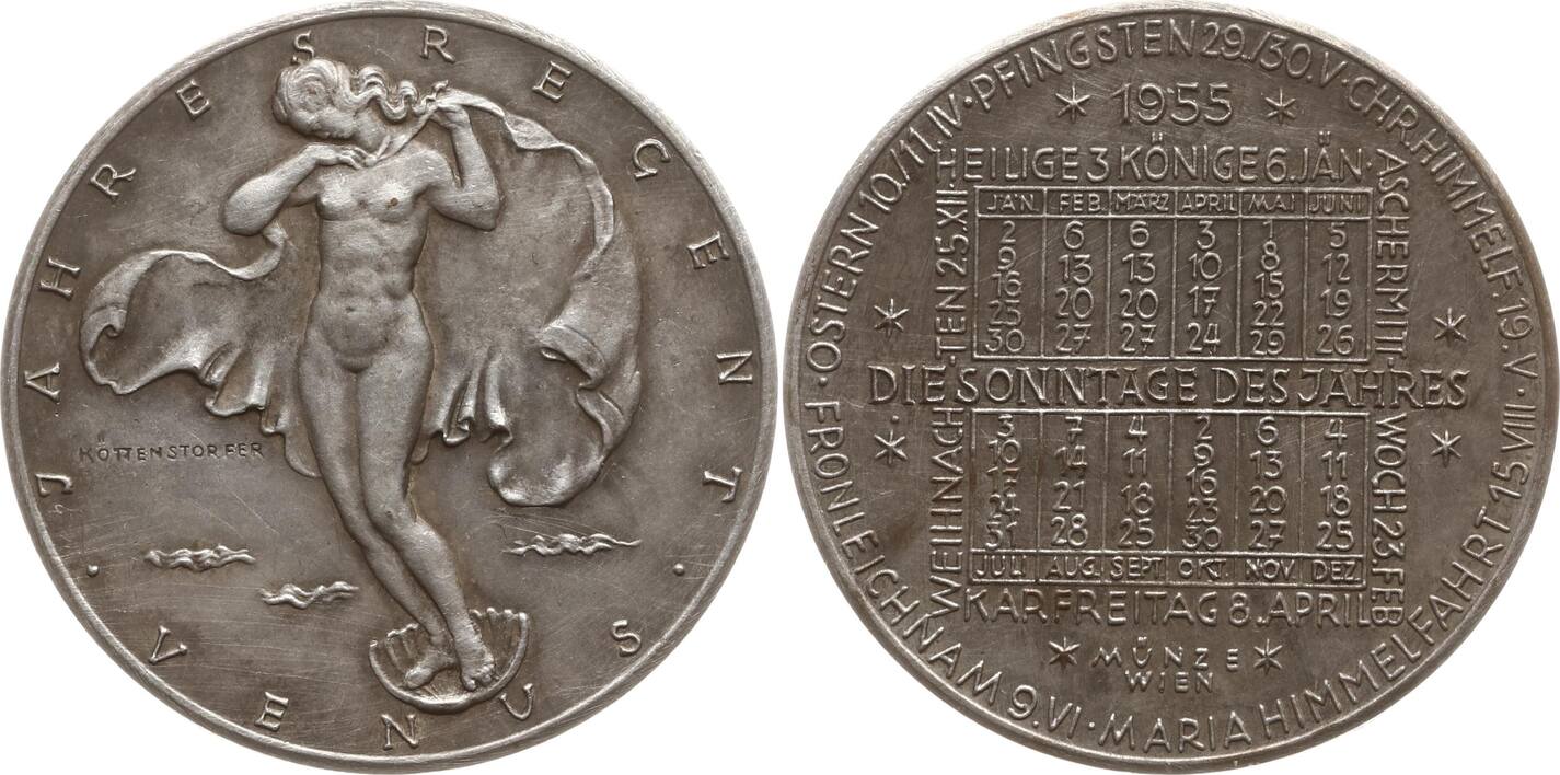 Österreich Versilberte Bronzemedaille 1955 v Köttenstorfer