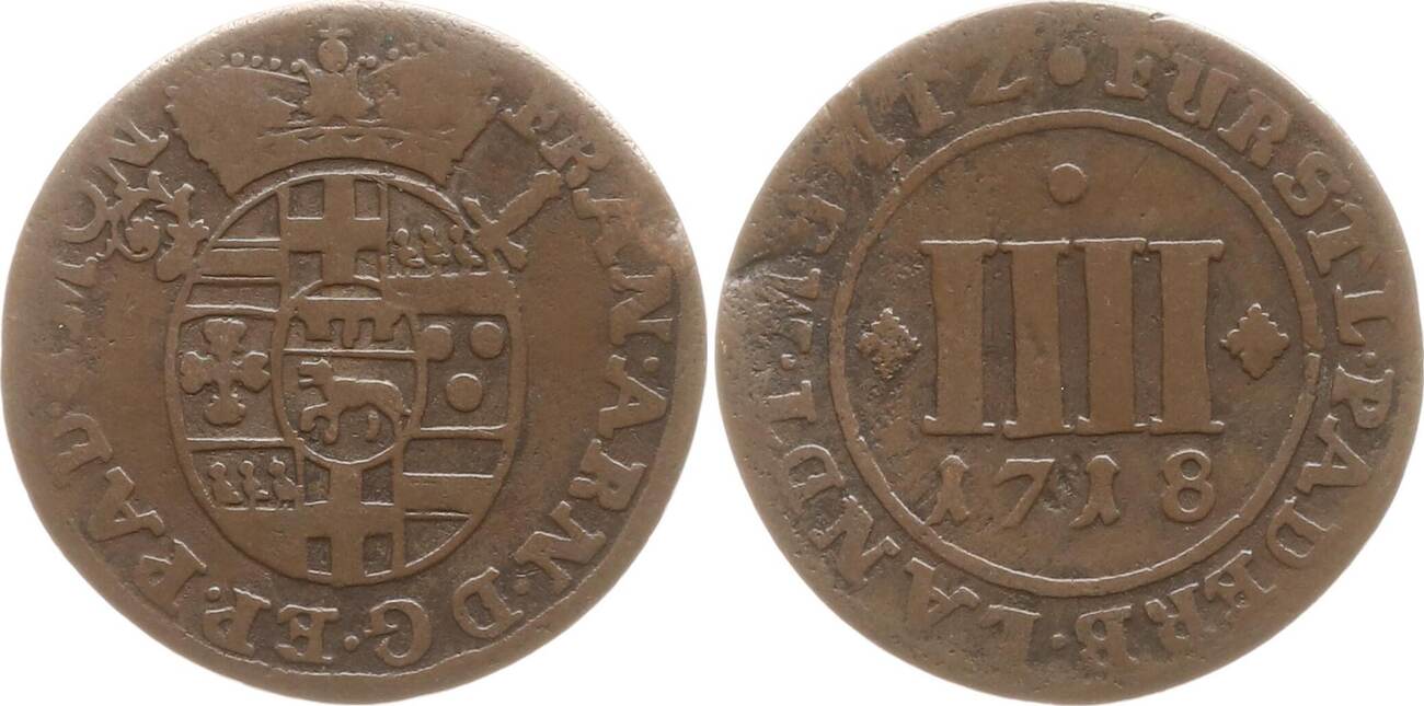 Bistum Paderborn 4 Pfennig 1718 Franz Arnold Von Metternich 1704