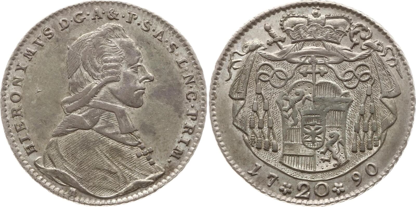 Salzburg Erzbistum 20 Kreuzer 1790 Hieronymus Graf Von Colloredo 1772