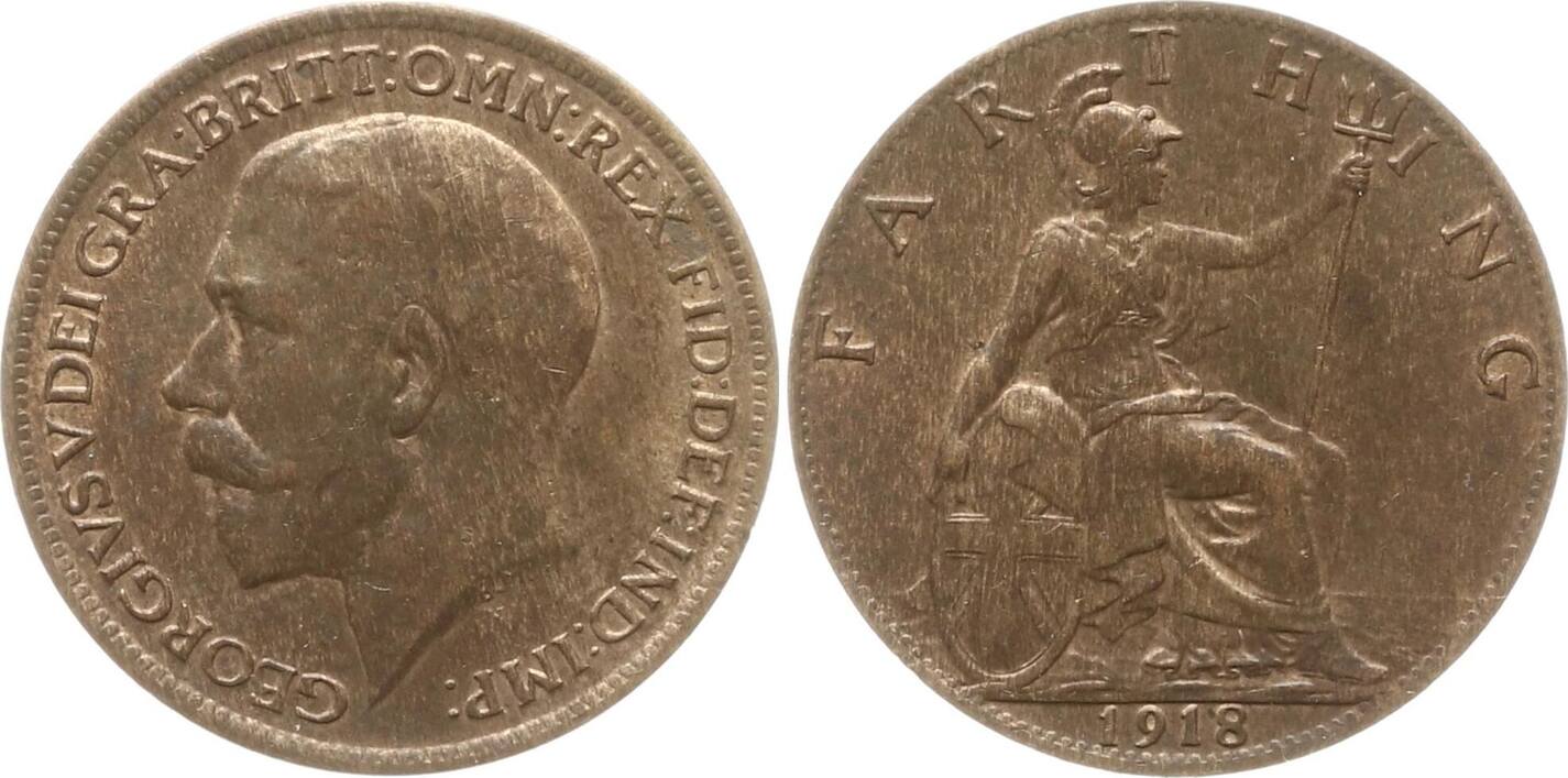 Großbritannien Farthing 1918 George V 1910 1936 Besser als sehr