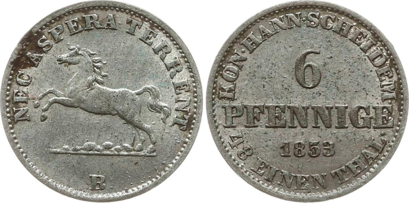 Hannover Königreich 6 Pfennig 1853 B Georg V 1851 1866 Fast