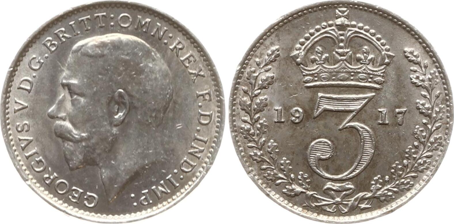 Großbritannien 3 Pence 1917 George V 1910 1936 Fast vorzüglich MA