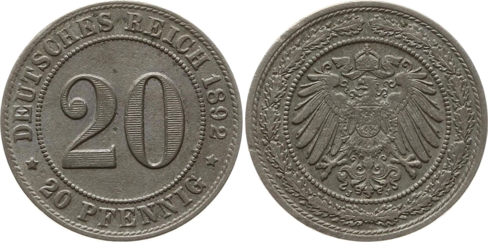 Kaiserreich Deutschland 20 Pfennig 1892 J Gutes sehr schön MA Shops