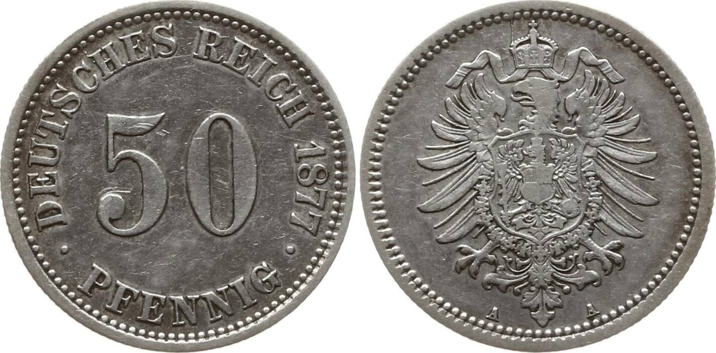 Kaiserreich Deutschland 50 Pfennig 1877 A Gutes sehr schön min