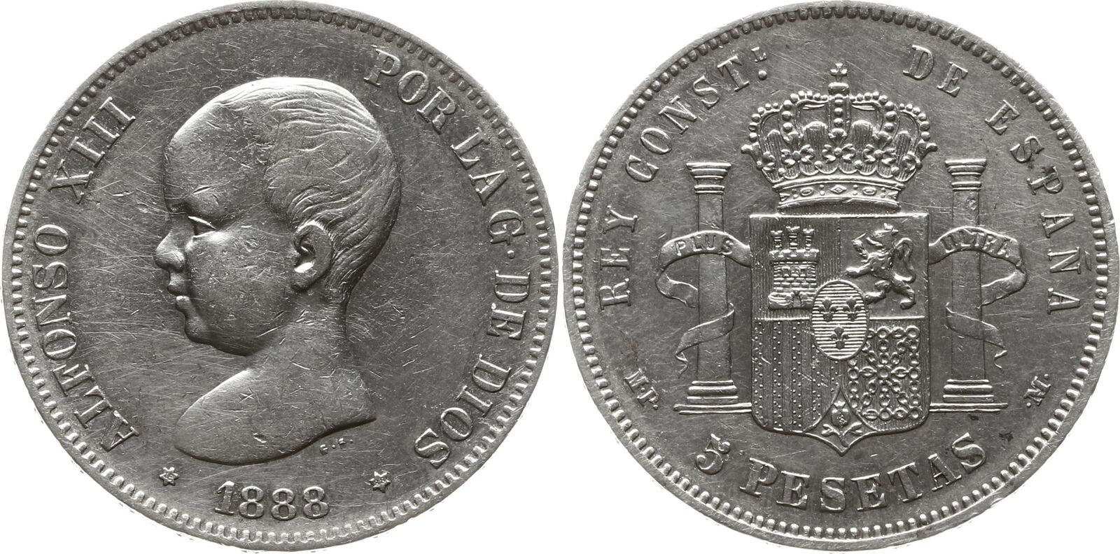 Spanien K Nigreich Pesetas Alfonso Xiii Sehr