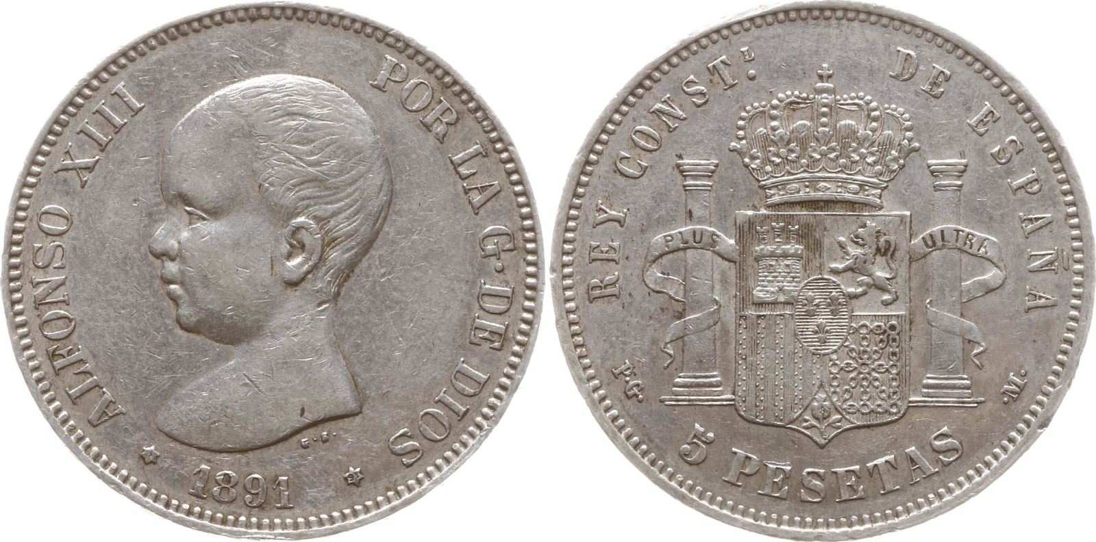 Spanien K Nigreich Pesetas Alfonso Xiii Sehr