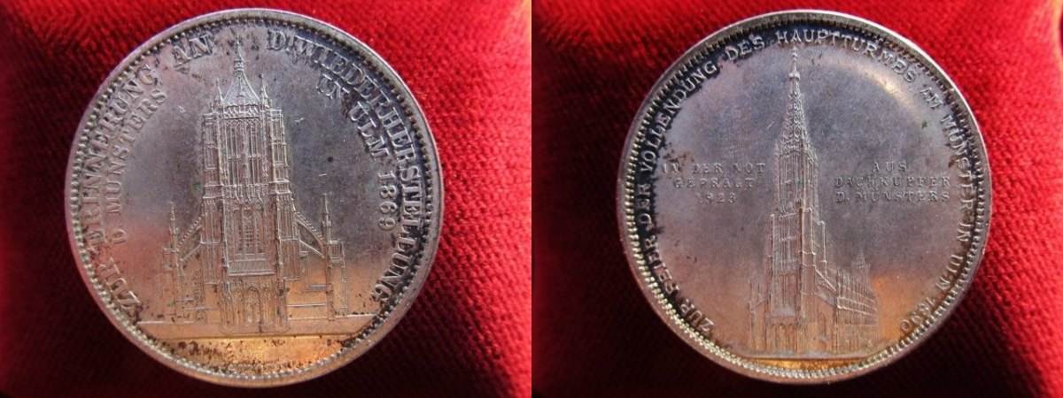 Silberne Medaille 1923 v Schnitzspahn Wiederherstellung Ulmer Münster