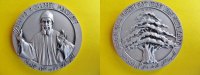 Libanon Medaille Bronze versilbert, von Senesi, a.d. Heiligsprechung des Scharbel Machluf