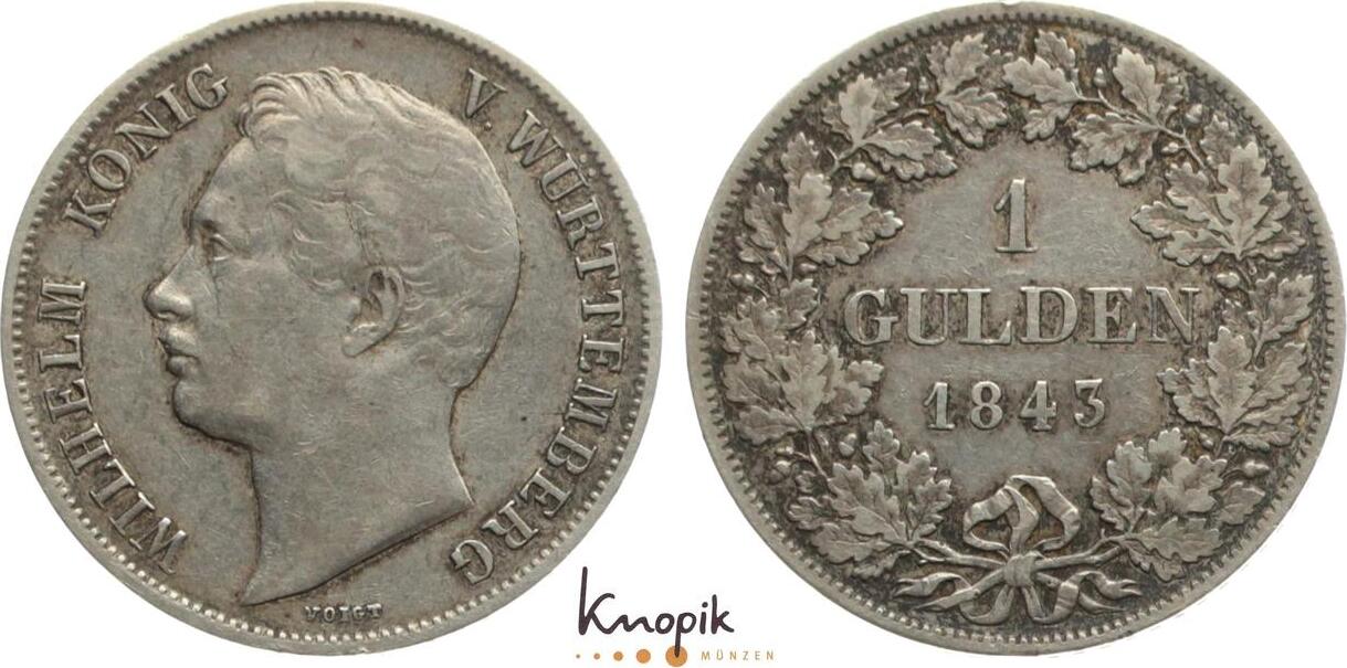 W Rttemberg Gulden Wilhelm I Min Randfehler Sehr