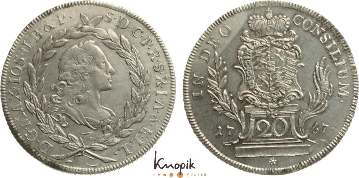 Bayern 20 Kreuzer 1767 Maximilian III Joseph 1745 1777 Leicht