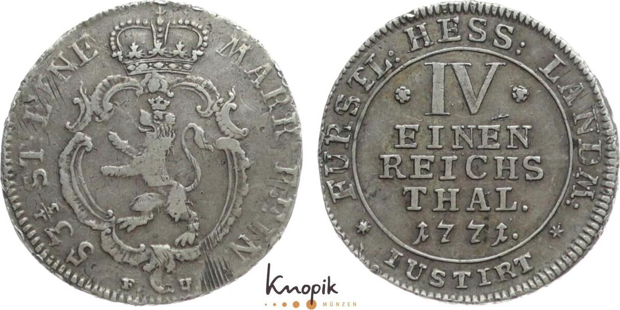 Hessen Kassel 1 4 Taler 1771 FU Friedrich II 1760 1785 Leicht