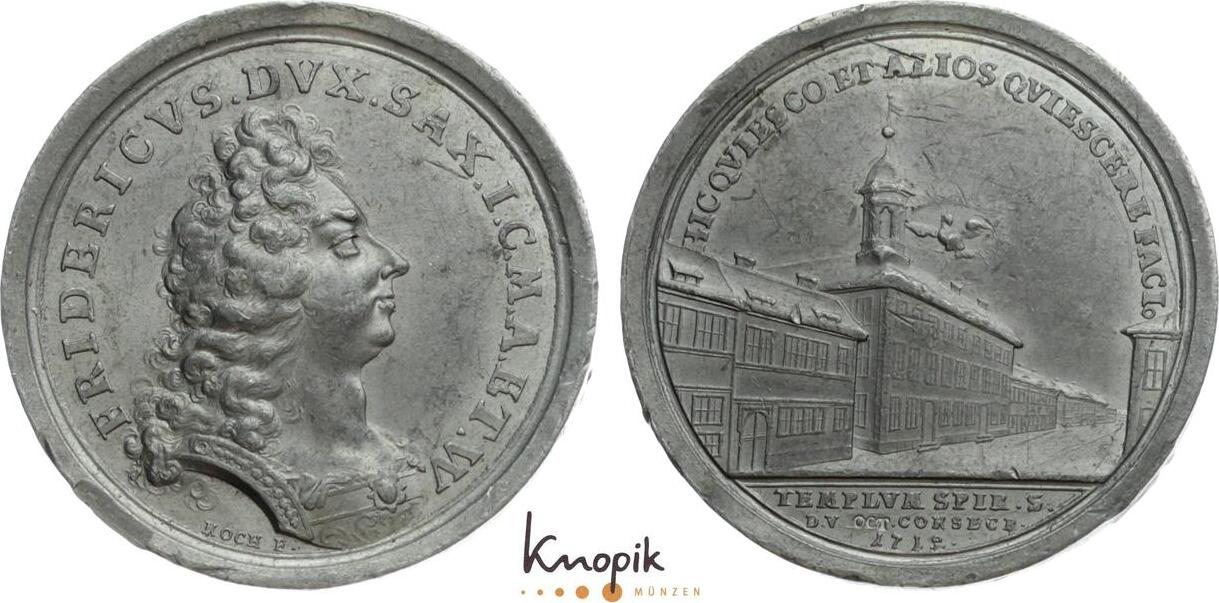 Sachsen Gotha Altenburg Zinnmedaille 1712 Friedrich II 1691 1732 Kl