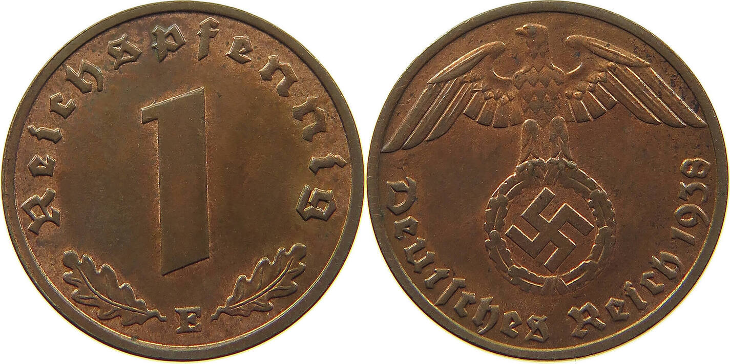 DRITTES REICH REICHSPFENNIG 1938 E VZ MA Shops