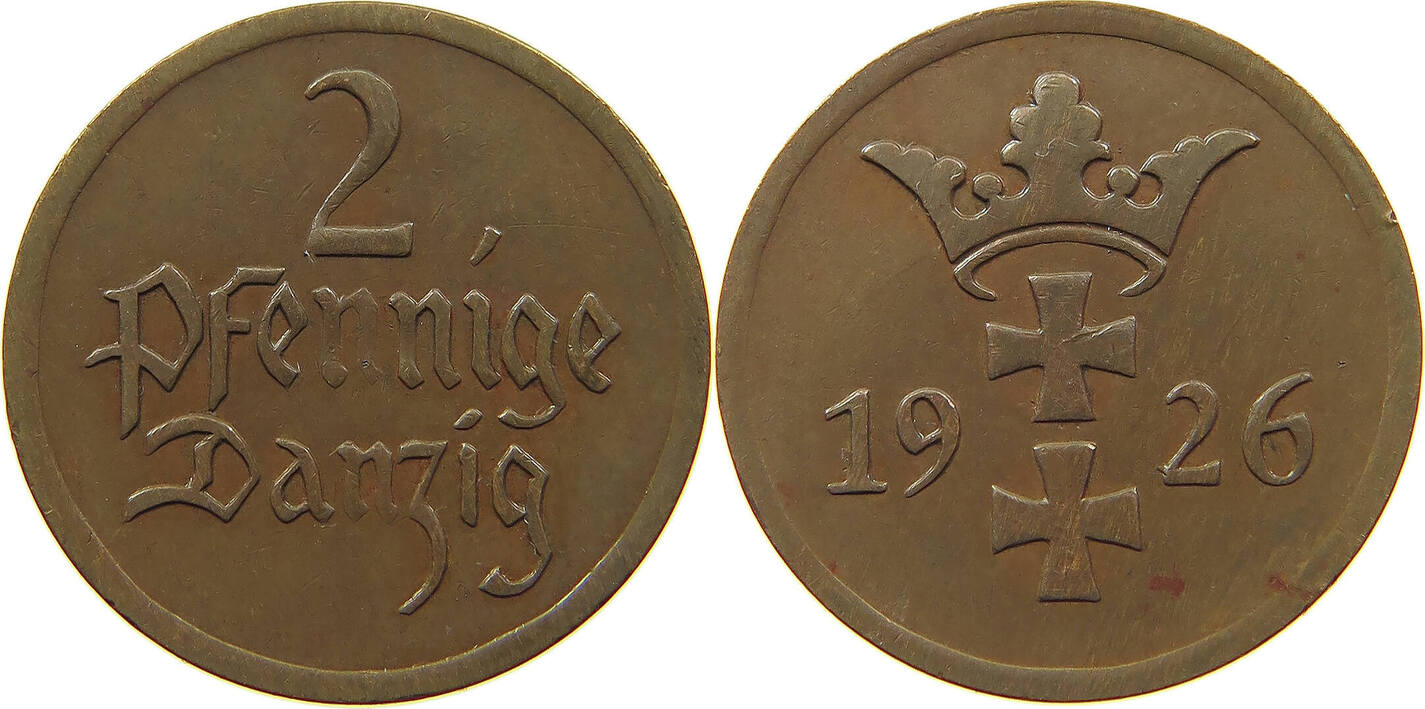 DANZIG 2 PFENNIG 1926 SS MA Shops