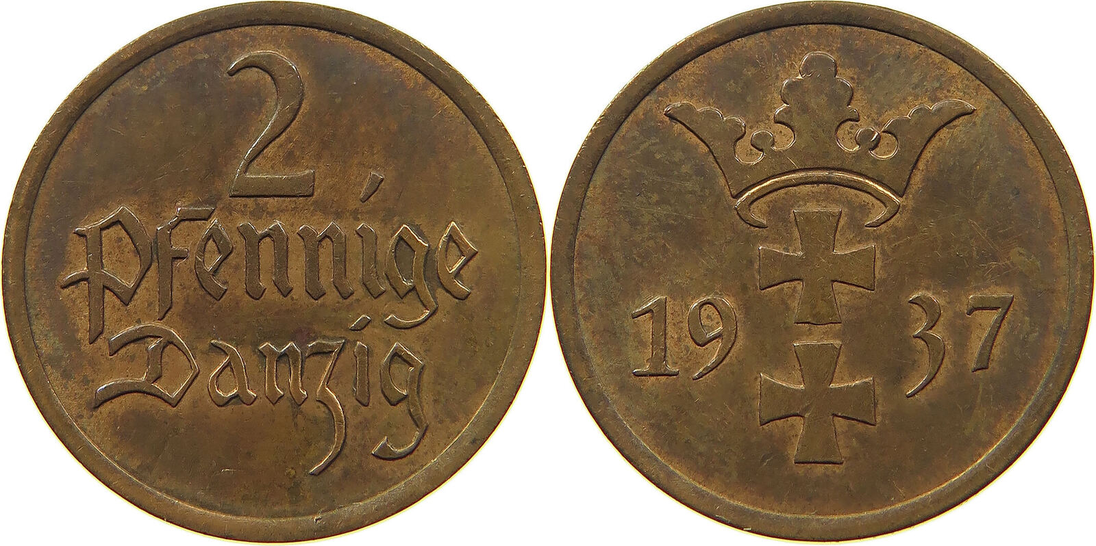 DANZIG 2 PFENNIG 1937 SS MA Shops