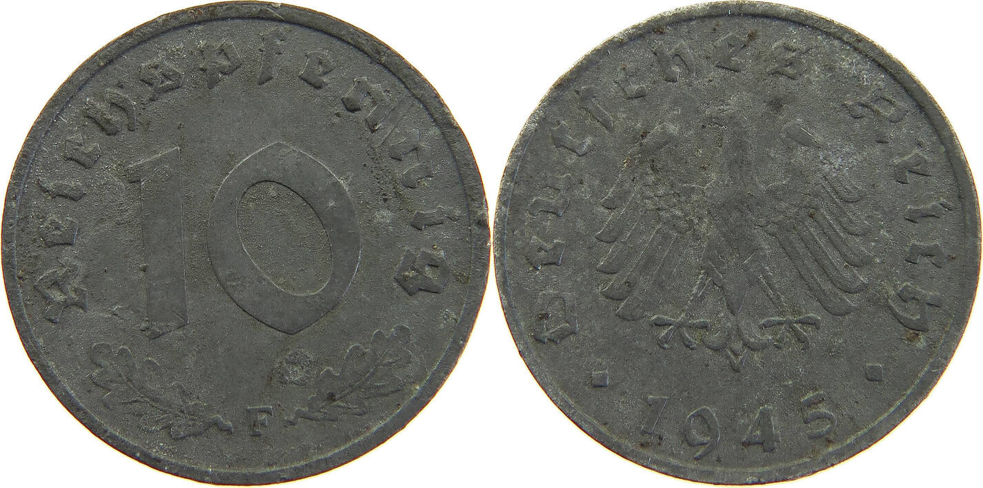 ALLIIERTE BESETZUNG 10 REICHSPFENNIG 1945 F SS MA Shops