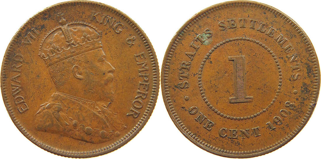 STRAITS SETTLEMENTS CENT 1908 Edward VII 1901 1910 SS MA Shops