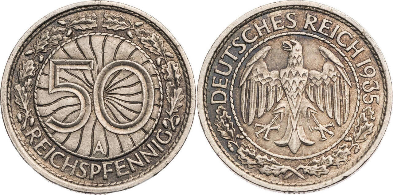 Drittes Reich 50 Reichspfennig 1935 A Kursmünze 1927 1938 ss vz MA