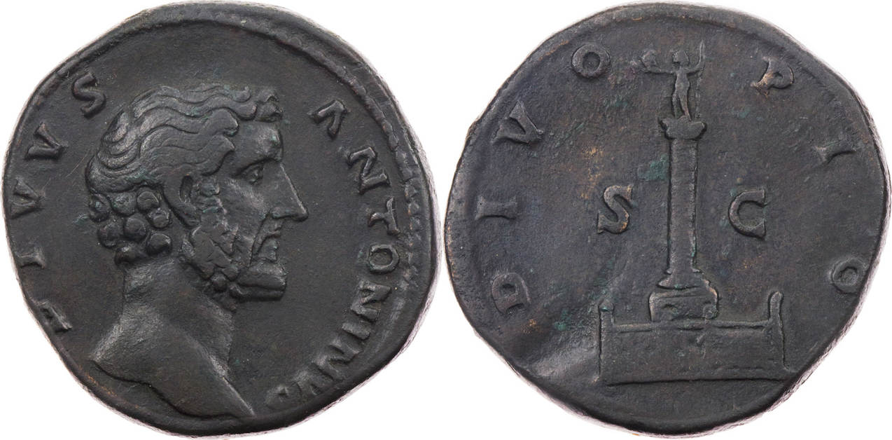 Römische Kaiserzeit Sesterz 161 n Chr Divus Antoninus Pius Kopf