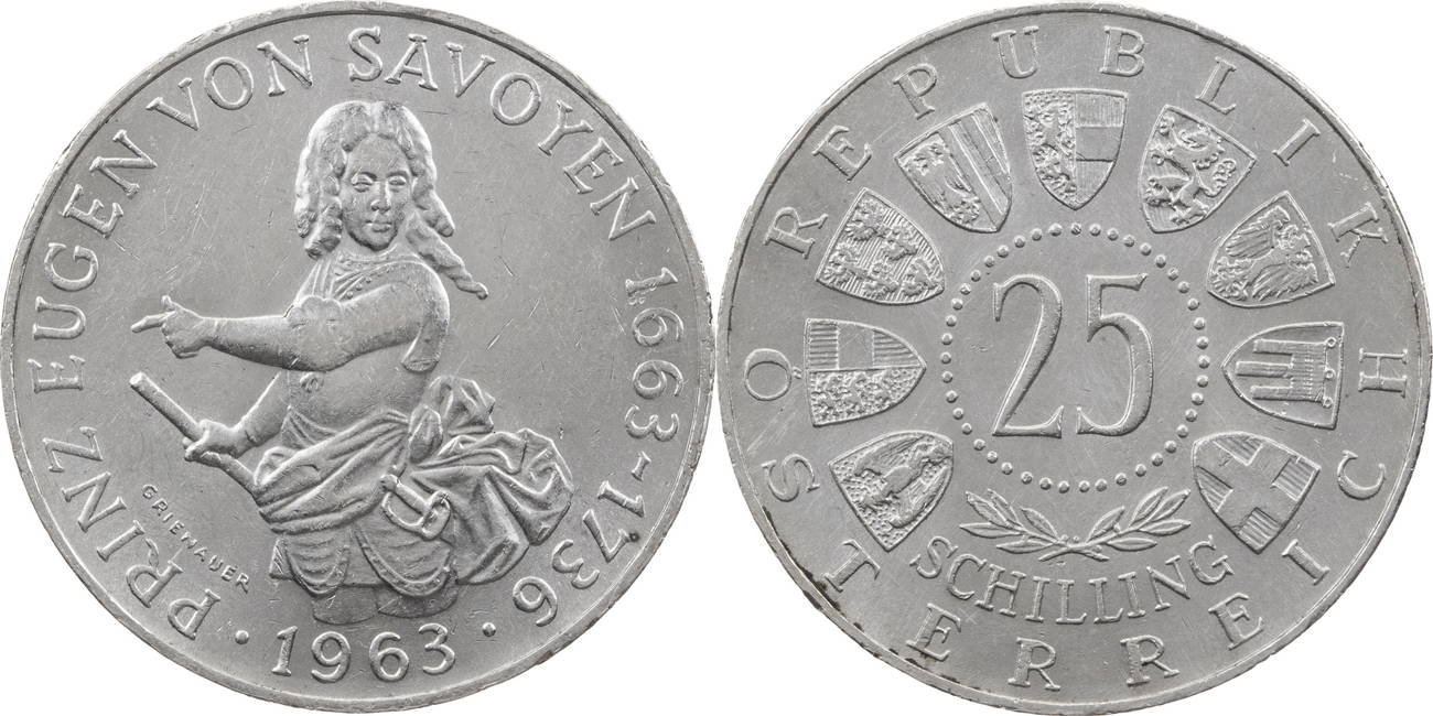 Österreich 25 Schilling 1963 Prinz Eugen von Savoyen ss MA Shops