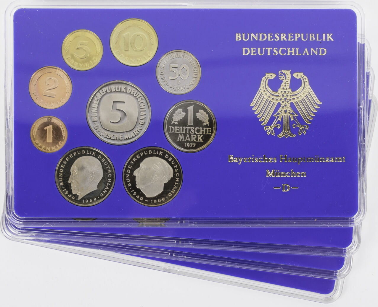 Bundesrepublik Deutschland 4 x 10 68 DM 1977 DFGJ Kursmünzensatz KMS