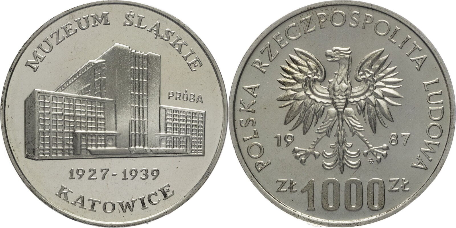 Polen 1000 Zloty 1987 MW Schlesisches Museum Katowitz Probe Proba PP