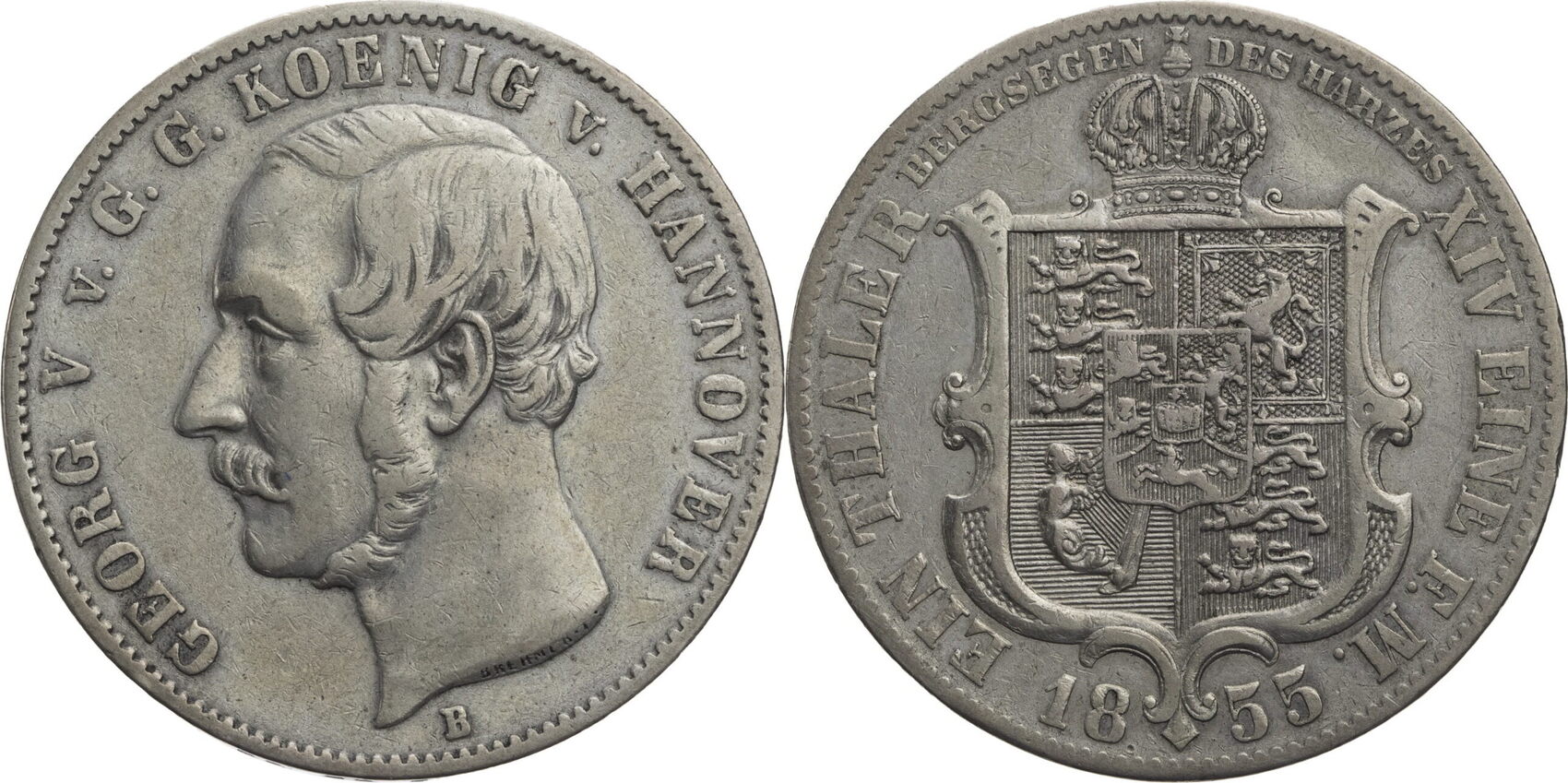 Braunschweig Calenberg Hannover Königreich Vereinstaler 1855 B Georg V