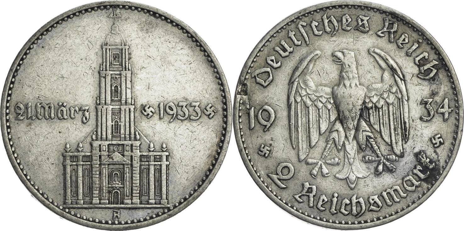 Drittes Reich 2 Reichsmark 1934 A Zum Jahrestag der Eröffnung des