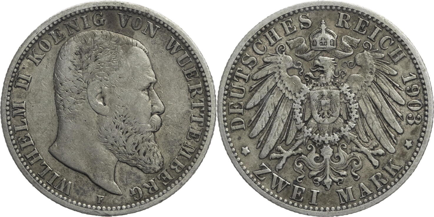 Kaiserreich Württemberg 2 Mark 1903 F Wilhelm II 1891 bis 1918