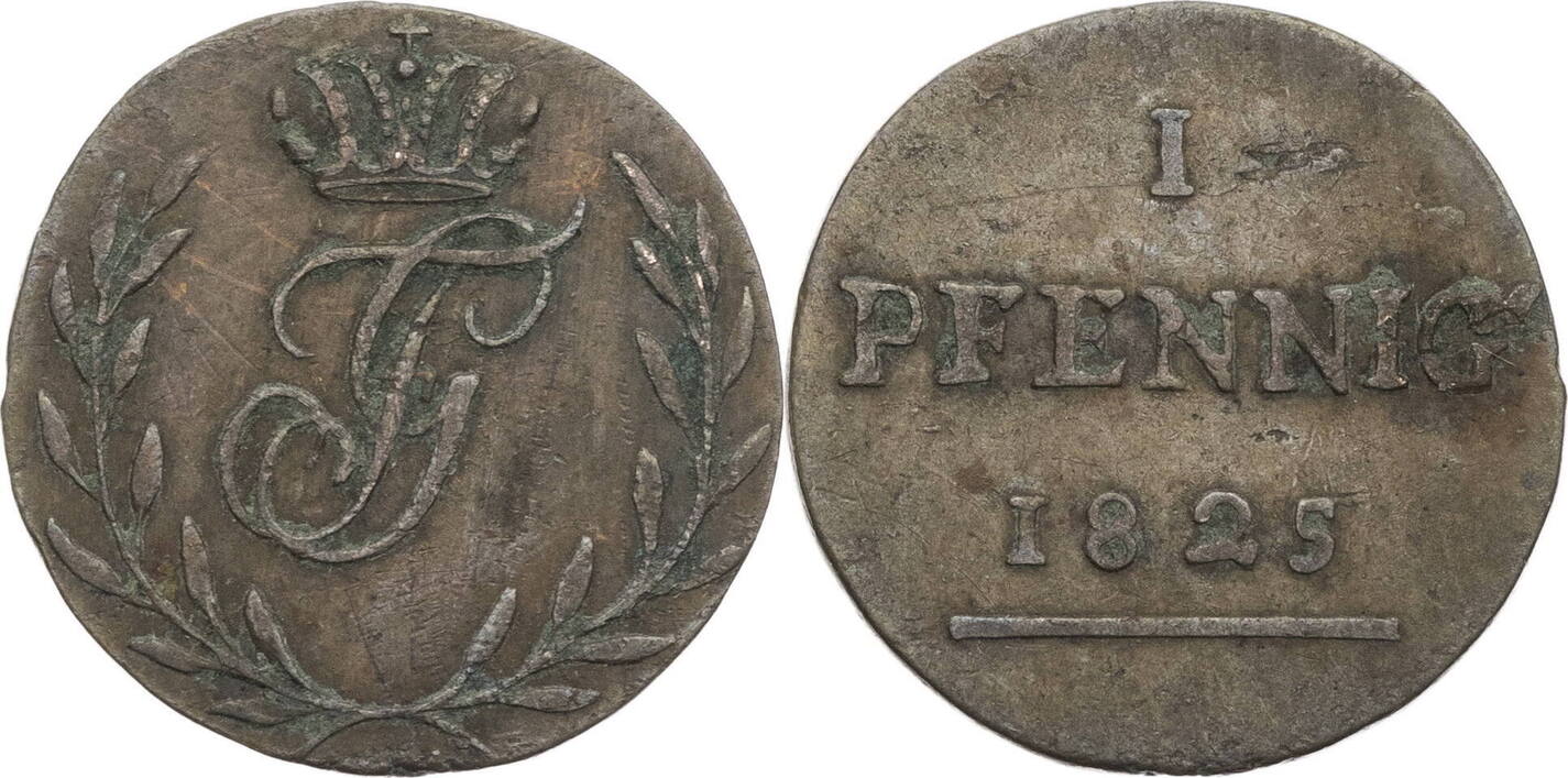 Schwarzburg Rudolstadt Fürstentum 1 Pfennig 1825 Friedrich Günther