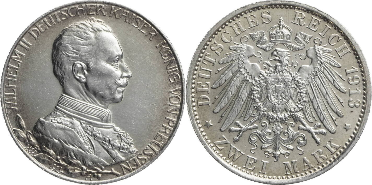 Kaiserreich Preussen 2 Mark 1913 A Wilhelm II 1888 1918 Zum 25