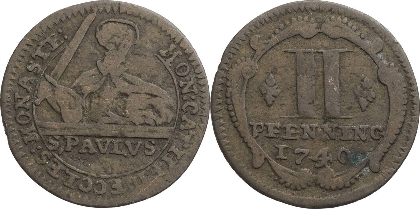 Münster Domkapitel 2 Pfennig Kursmünze 1740 s ss MA Shops