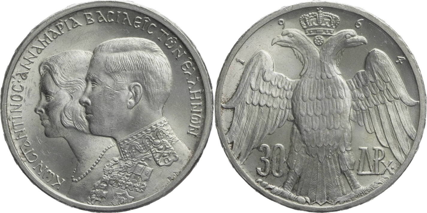 Griechenland Drachmen Hochzeit K Nig Konstantin Ii Mit