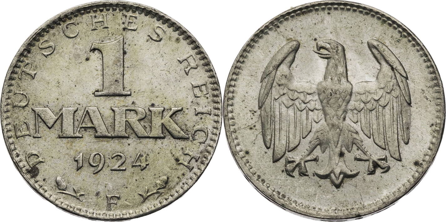 Weimarer Republik 1 Mark 1924 F Kursmünze 1924 1925 ss MA Shops