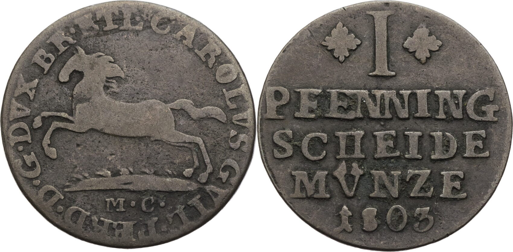 Braunschweig Wolfenbüttel 1 Pfenning 1803 MC Karl Wilhelm Ferdinand