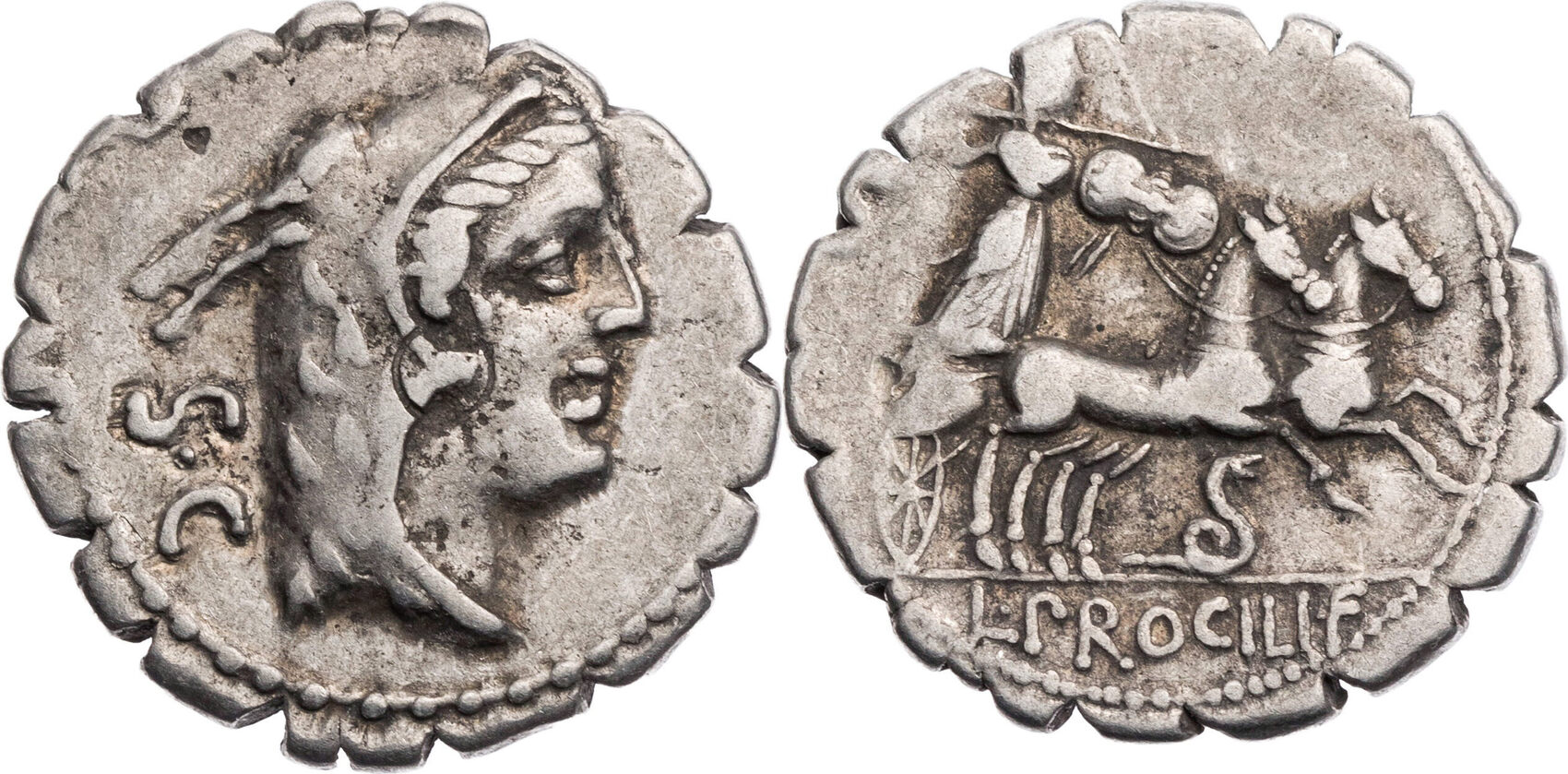 R Mische Republik Denar Serratus V Chr L Procilius Iuno