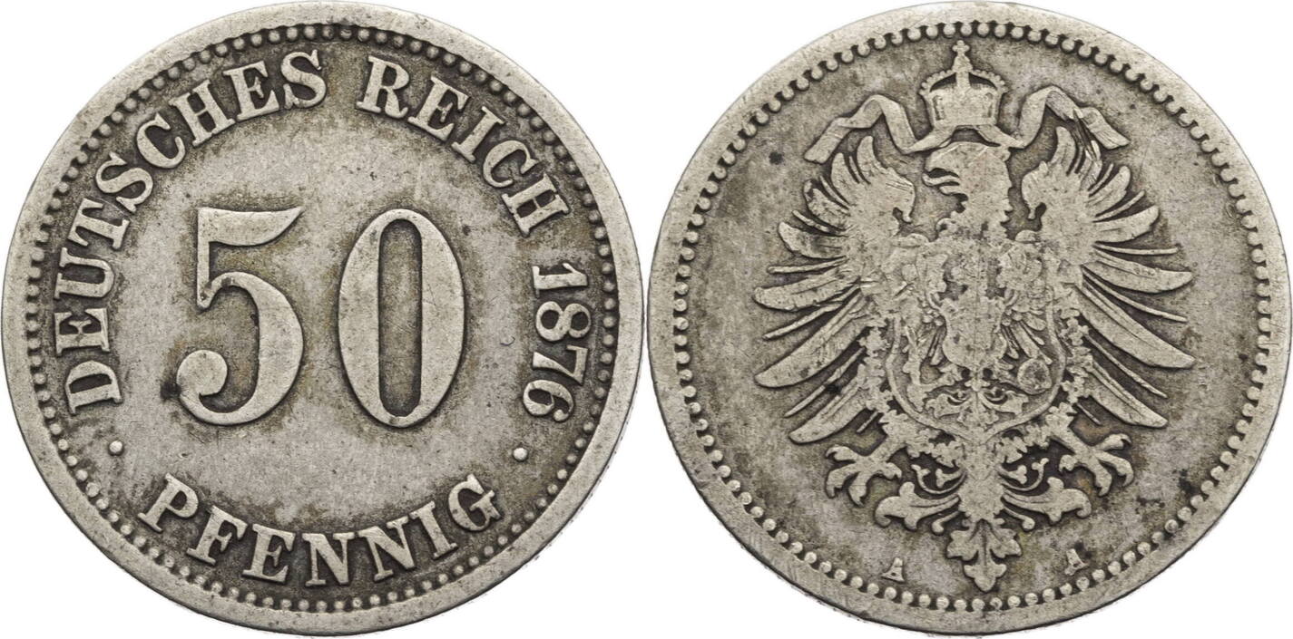 Kaiserreich 50 Pfennig 1876 A Kursmünze 1875 1877 schön MA Shops