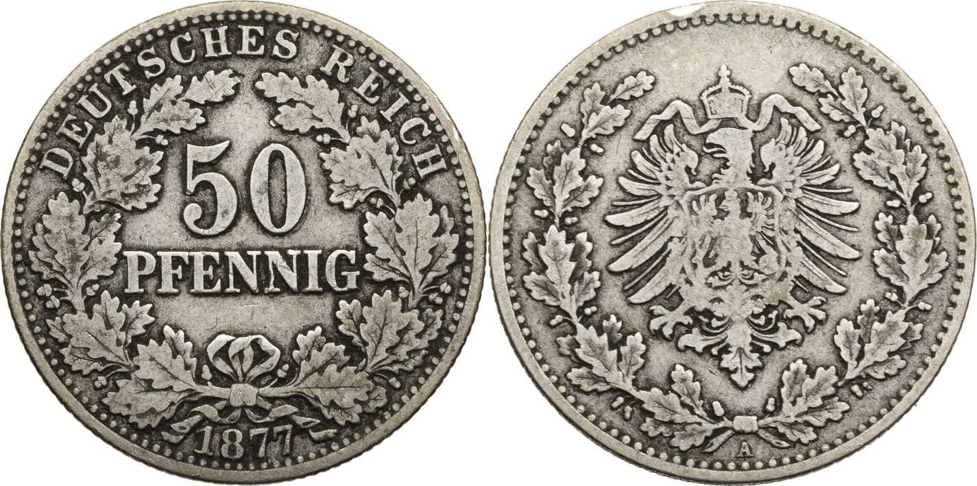 Kaiserreich 50 Pfennig 1877 A Kursmünze 1877 1878 s ss MA Shops