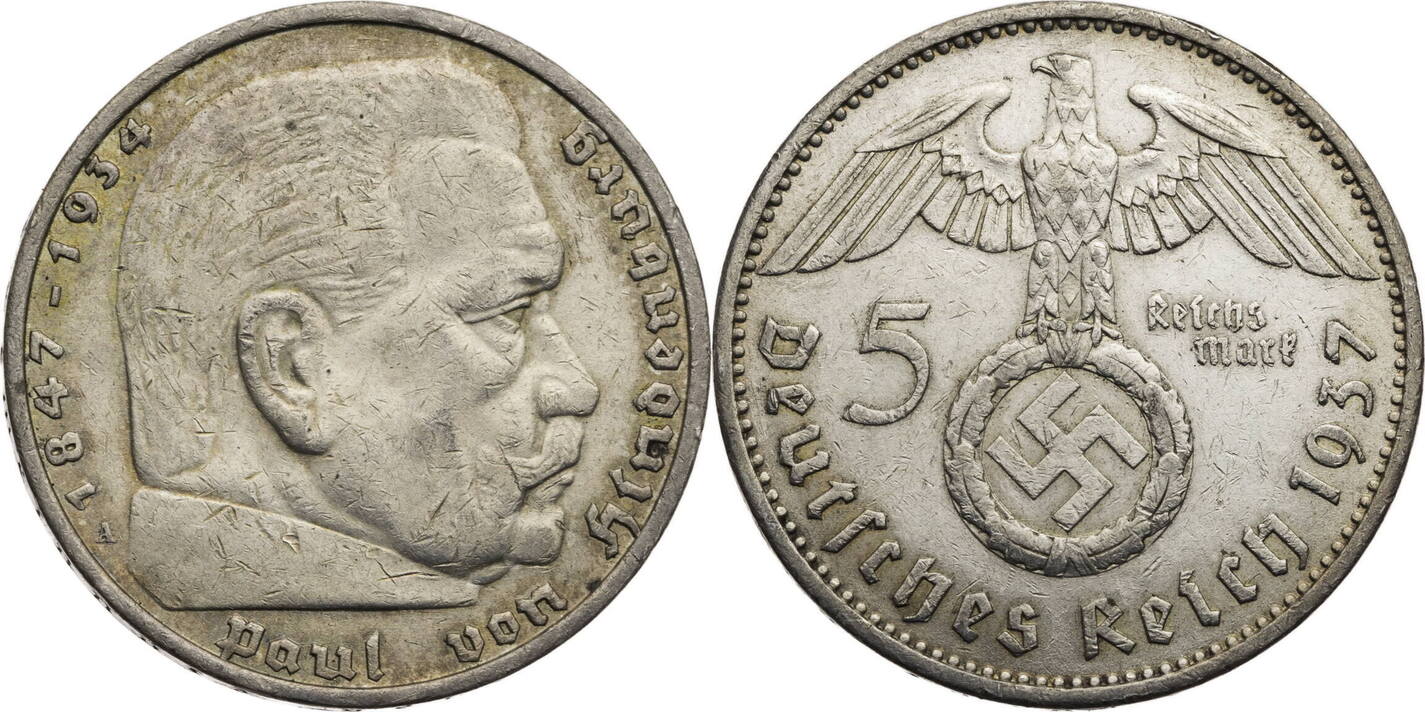 Drittes Reich Reichsmark A Hindenburg Kursm Nze Ss