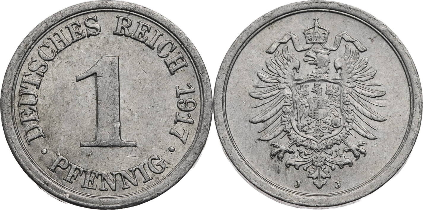 Kaiserreich 1 Pfennig 1917 J Kursmünze 1916 1918 vz MA Shops