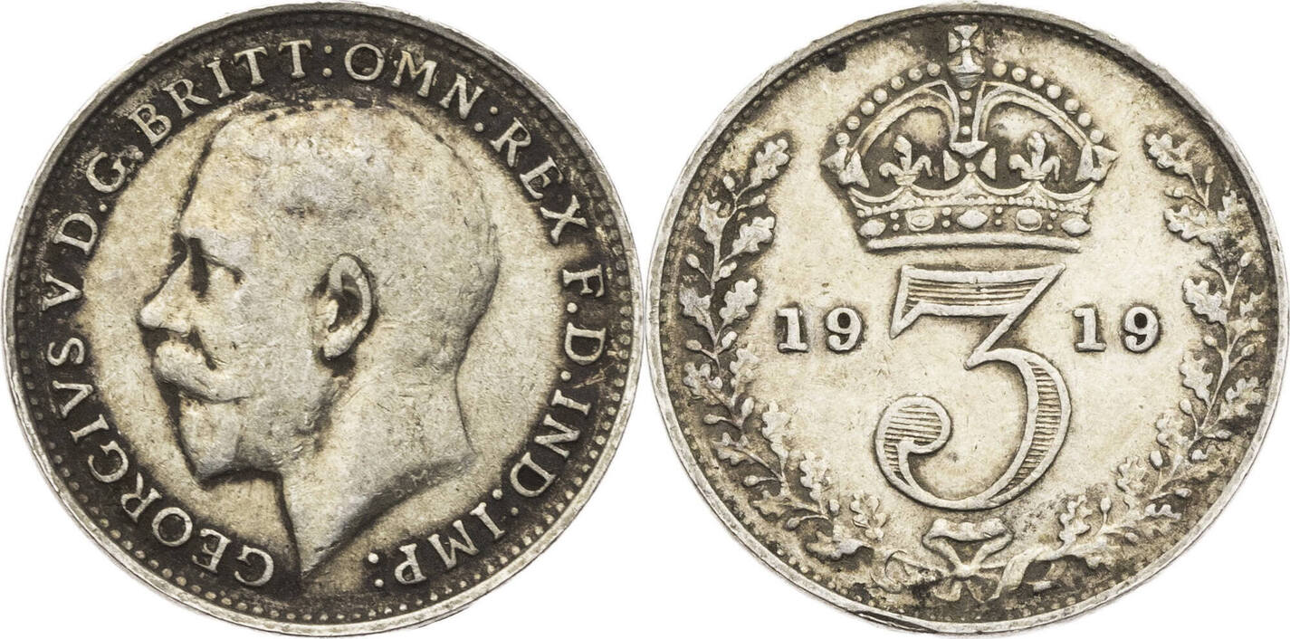 Grossbritannien 3 Pence 1919 Georg V 1910 1936 Kursmünze 1911