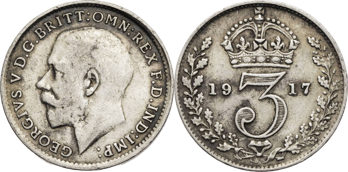 Großbritannien 3 Pence 1917 Georg V 1910 1936 Kursmünze 1911 1920