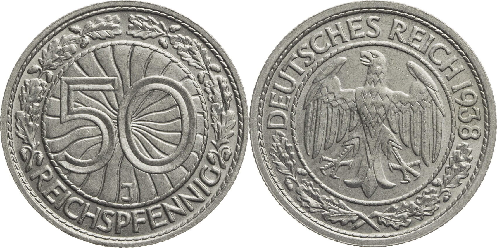 Weimarer Republik 50 Reichspfennig 1938 J Kursmünze 1927 1938 ss MA