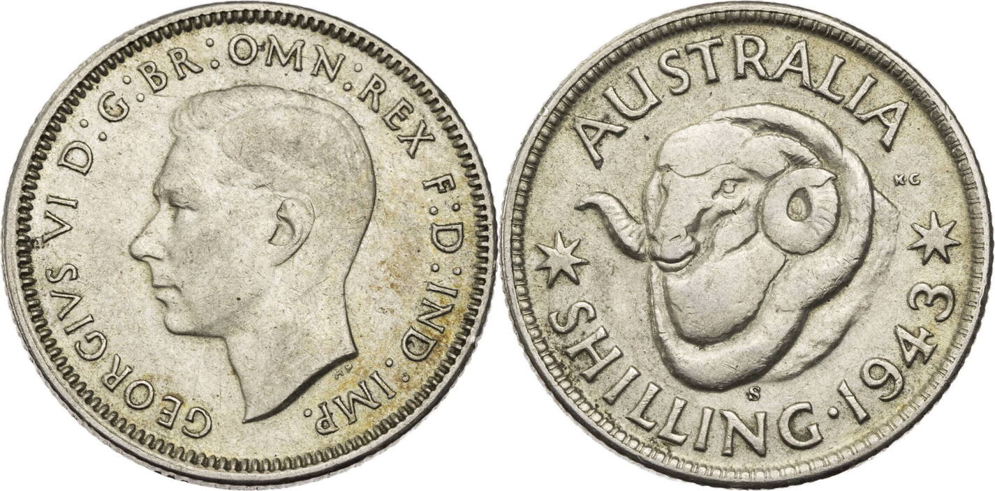 Australien 1 Shilling 1943 S Georg VI 1936 1952 Kursmünze 1938