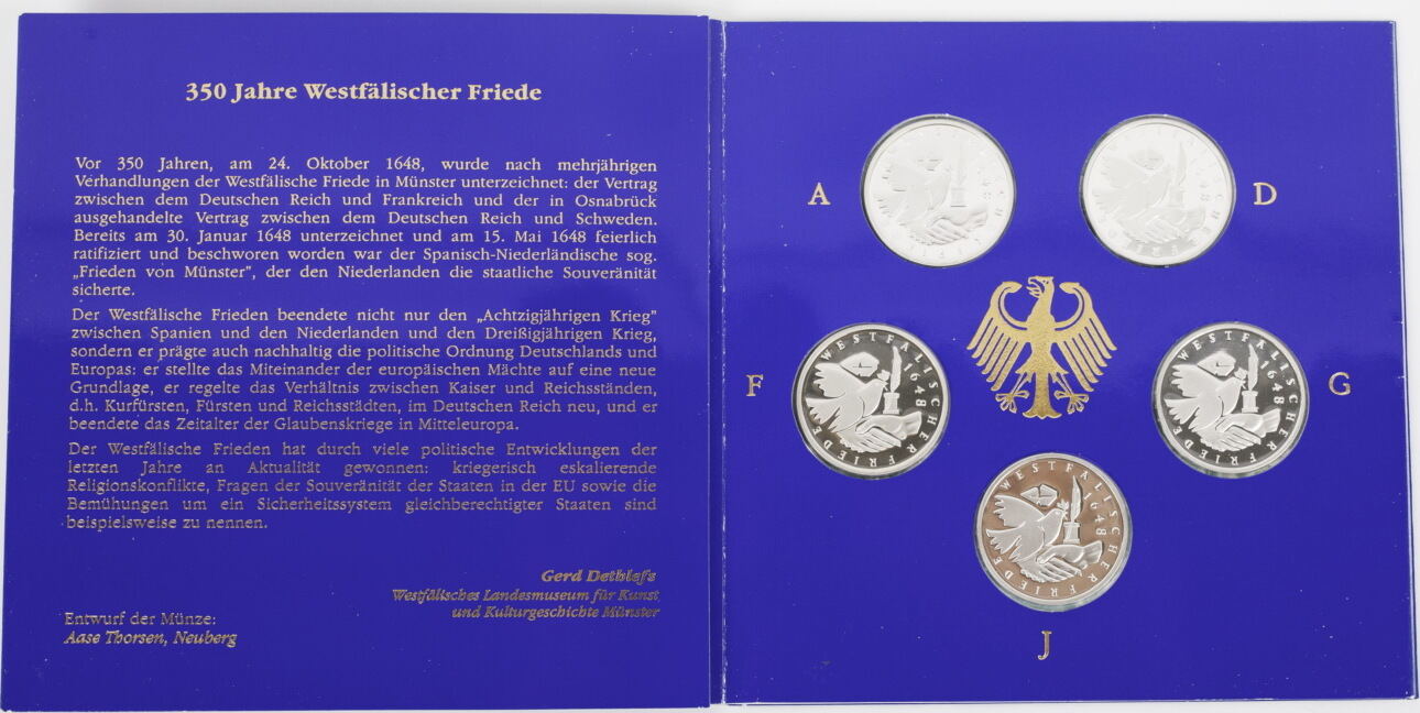 Bundesrepublik Deutschland 5 x 10 DM 1998 ADFGJ 350 Jahre Westfälischer