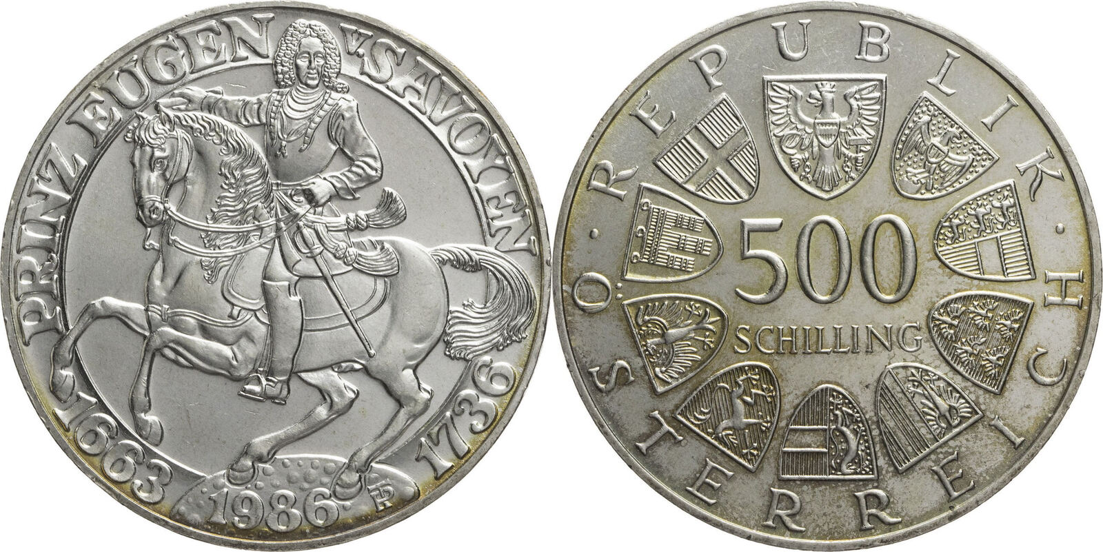 Österreich 500 Schilling 1986 Zum 250 Todestag von Prinz Eugen v