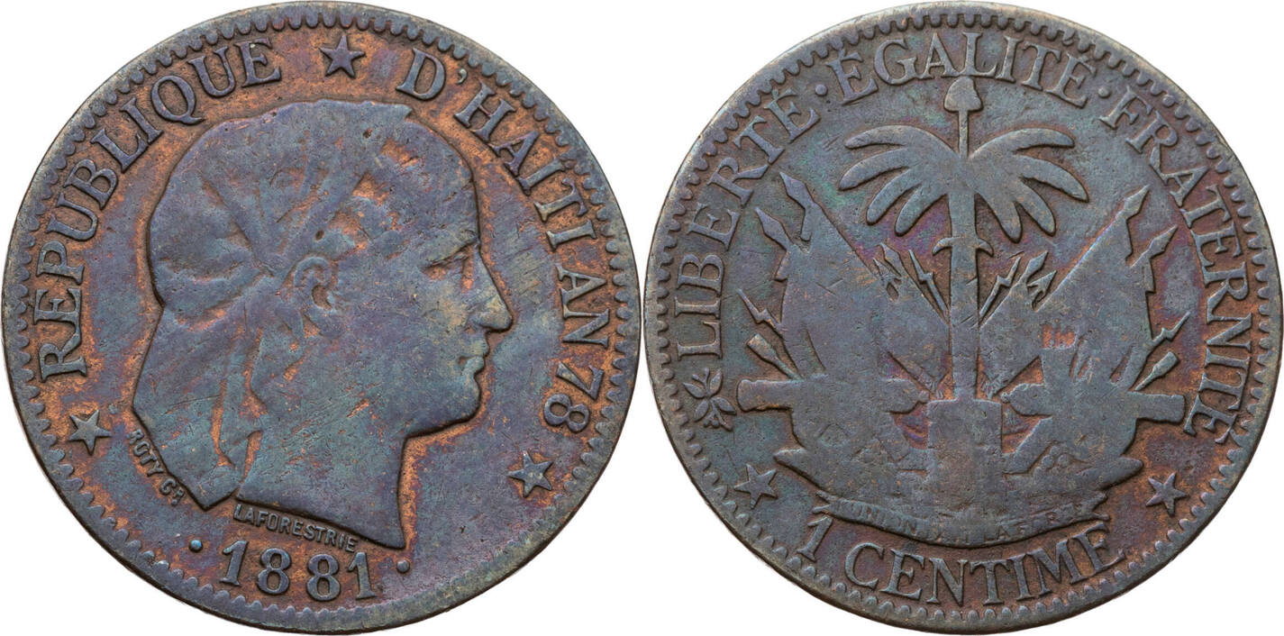 Haiti 1 Centime 1881 Kursmünze s ss MA Shops