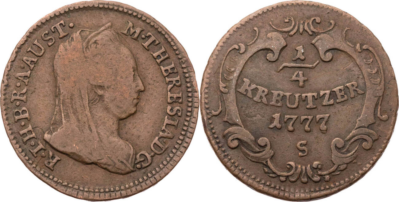 RDR Habsburg 1 4 Kreuzer 1777 S Maria Theresia 1740 1780 Kursmünze